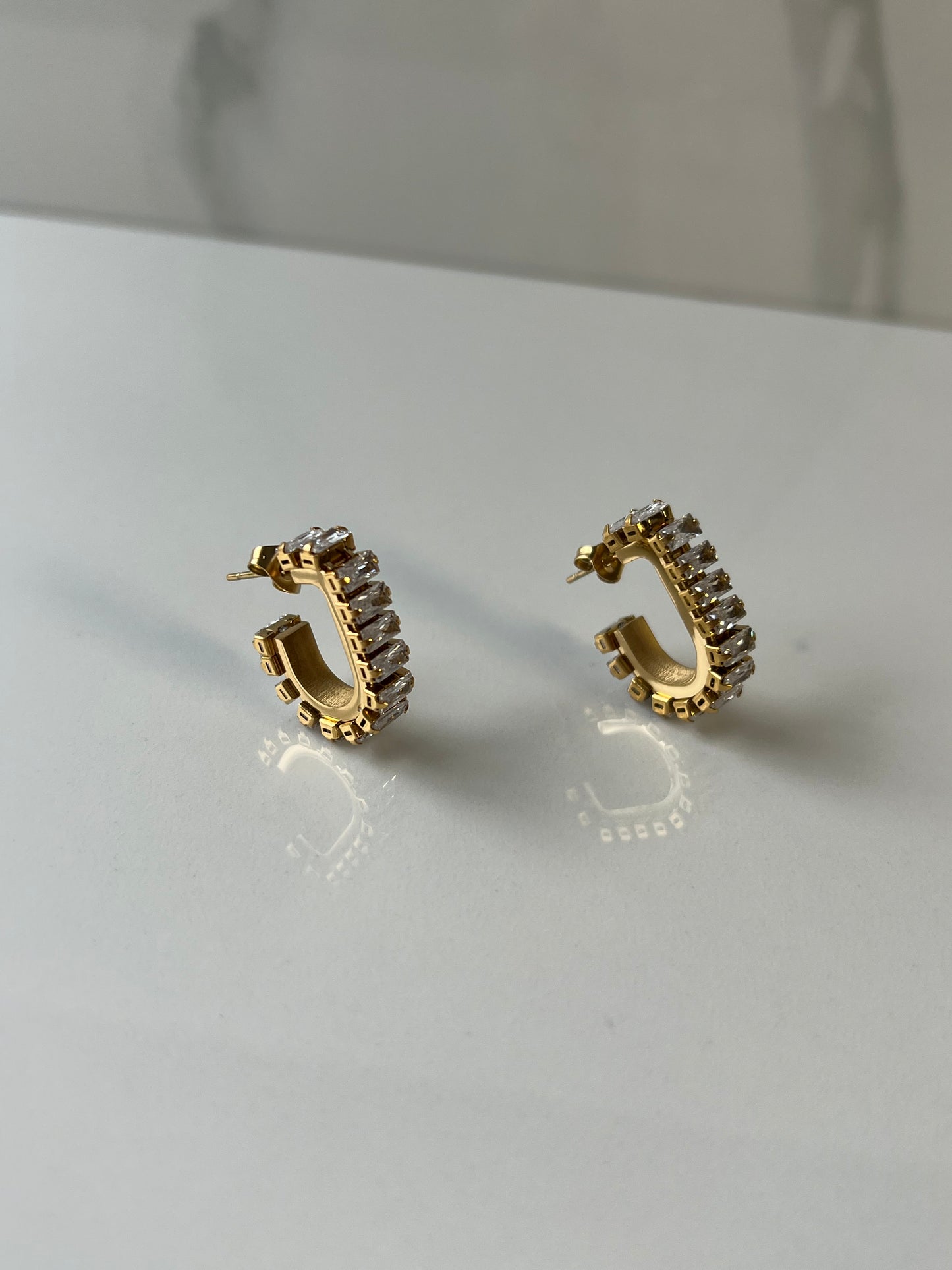 Iced Baguette Hoops