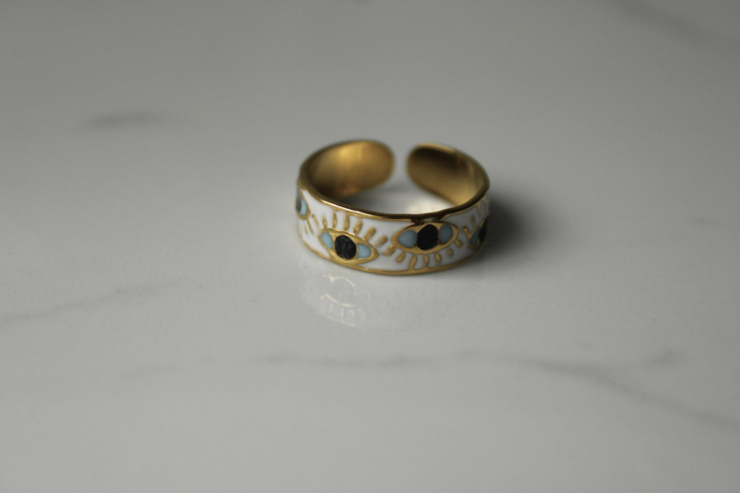 White Evil Eye Ring