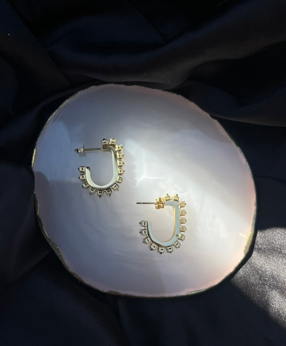Iced Baguette Hoops