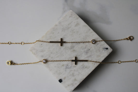 Diamond Cross Bracelet