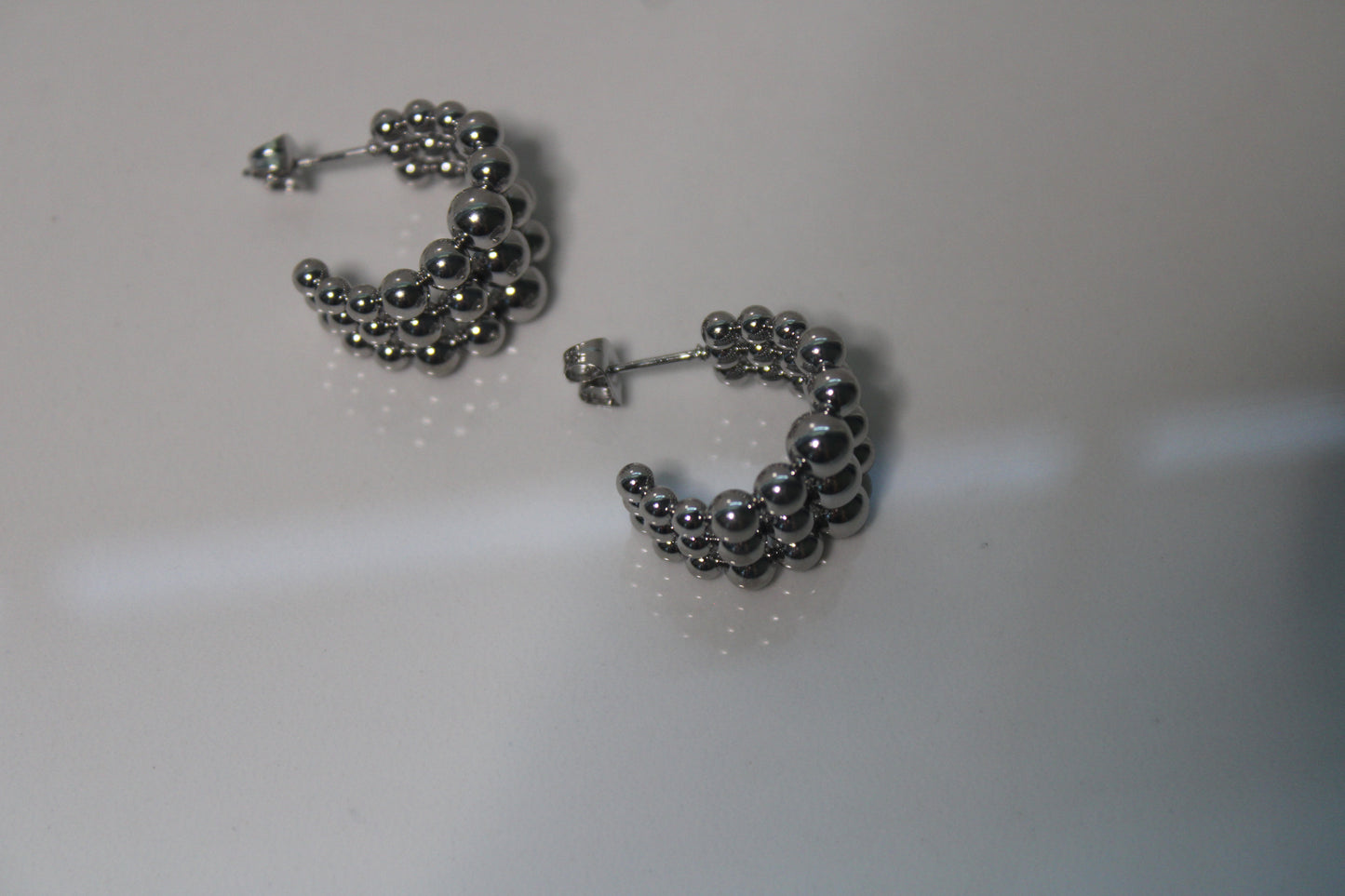 Silver Beaded Hoops