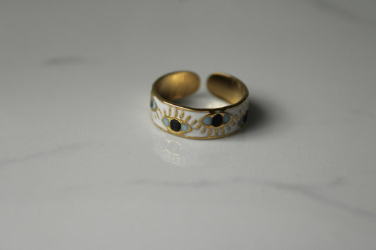 White Evil Eye Ring